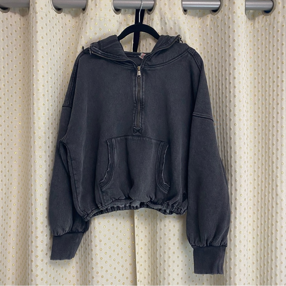 Free People Women's Black and Grey Hoodie